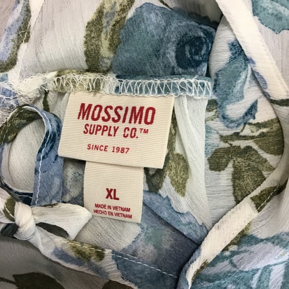 Baby Doll blouse floral blue roses Mossimo Supply Women's Blouse Size XL Floral - Picture 4 of 5